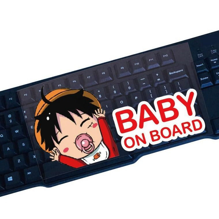 One Piece 'Luffy | Baby On Board | Pacifier | Happy' Vinyl Car Sticker