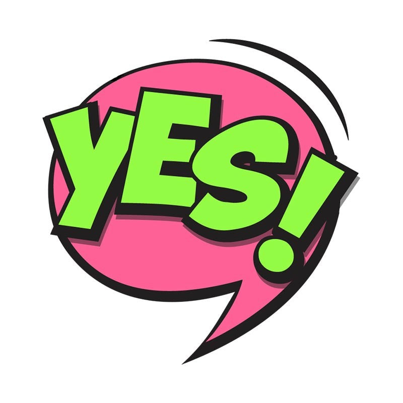 Comic Bubble 'Yes!' Vinyl Car Sticker