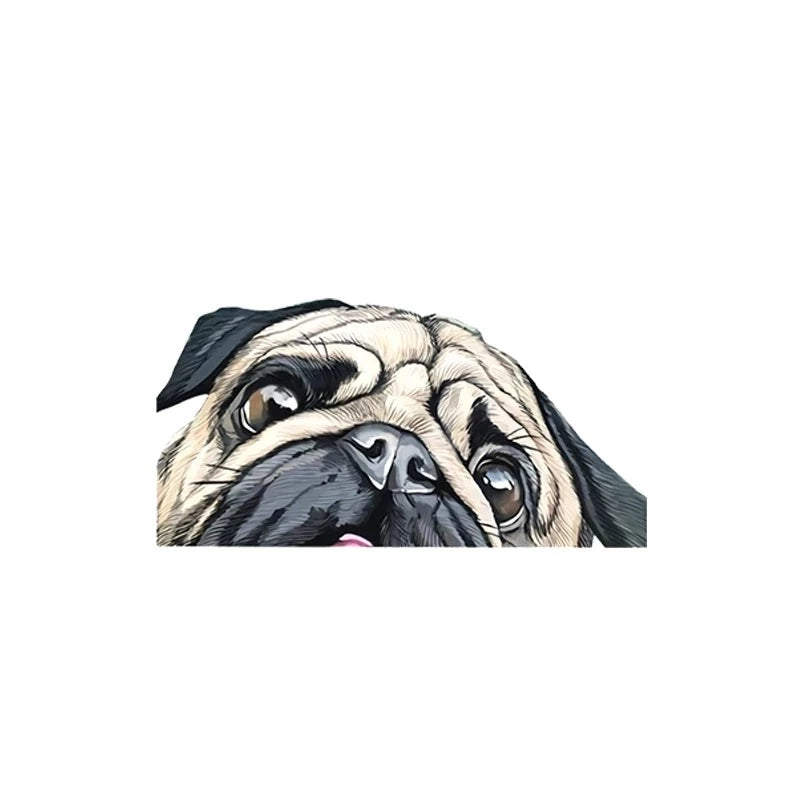 Pug 'Sad' Vinyl Car Peeker Sticker