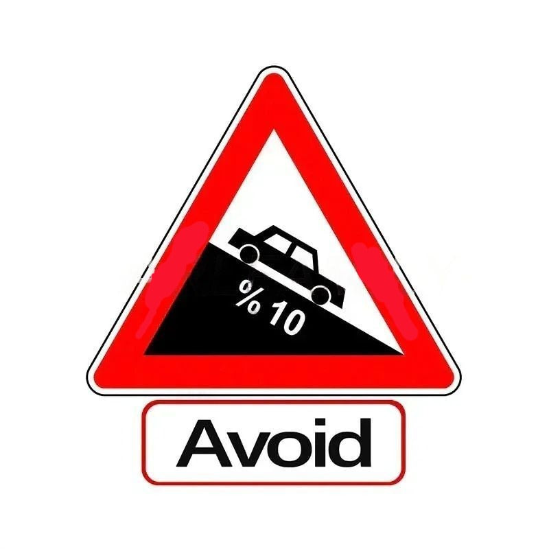 Steep Descent  'Avoid | Ten Percent | Car' Vinyl Car Sticker