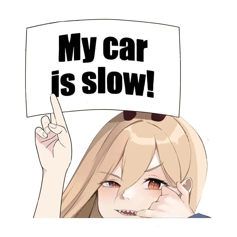 Chainsaw Man 'Power | My Car Is Slow! | Bored' Vinyl Car Sticker