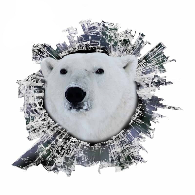 Broken Glass 'Polar Bear' Car Window Vinyl Sticker