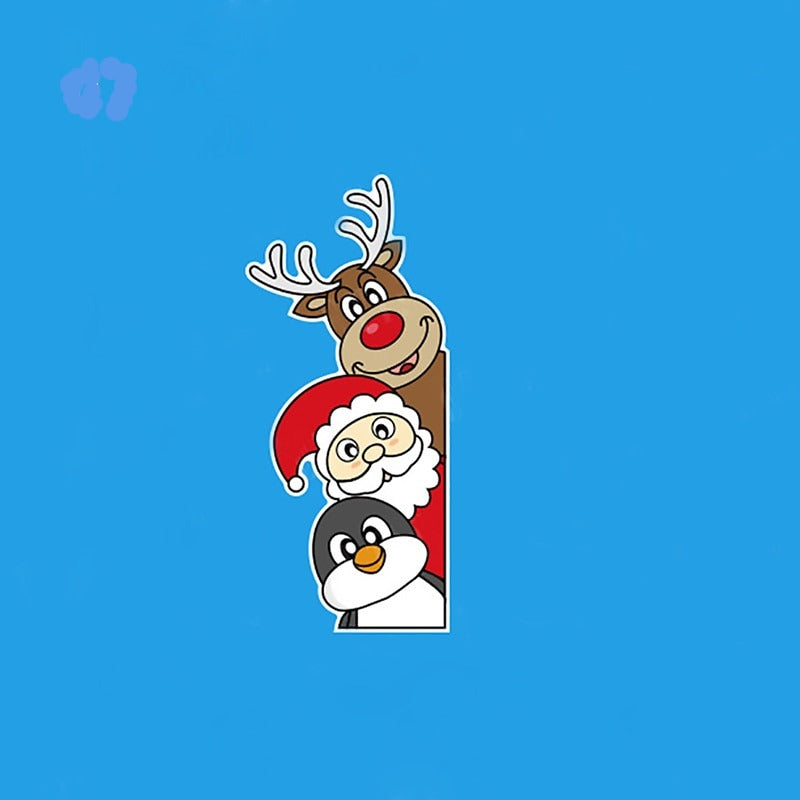 Christmas 'Comic Rudolph x Santa x Robin' Vinyl Car Peeker Sticker