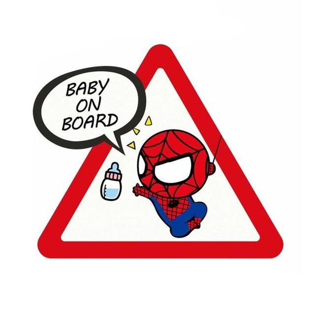Spider-Man 'Baby Bottle | Baby On Board | Warning Sign' Vinyl Car Sticker