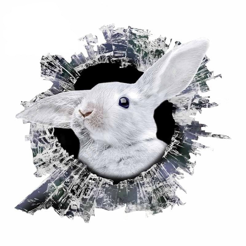 Broken Glass 'White Rabbit' Car Window Vinyl Sticker