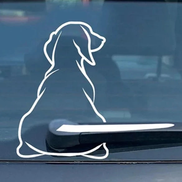 Cute Dog 'Sitting Back' Vinyl Car Wiper Sticker
