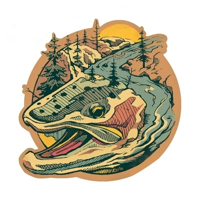 Cool Art 'Salmon Fish | Forest' Vinyl Car Sticker