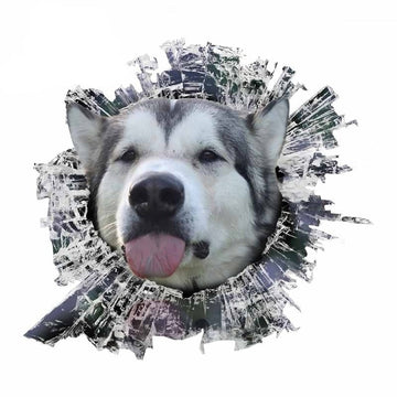 Broken Glass 'Siberian Husky Dog | Tired' Car Window Vinyl Sticker