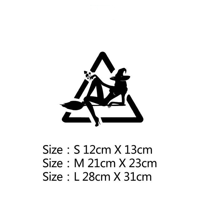 Witch Silhouette 'Warning Sign' Vinyl Car Sticker