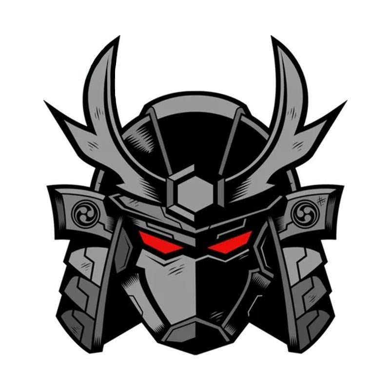 Samurai Robot Helmet 'Red Eyes' Vinyl Car Sticker