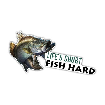 Life's Short Fish Hard 'Barramundi' Vinyl Car Sticker