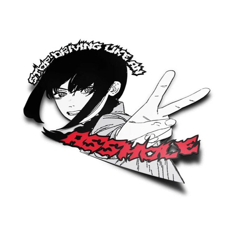 Chainsaw Man 'Makima | Stop Driving Like An A**hole' Viny Car Peeker Sticker