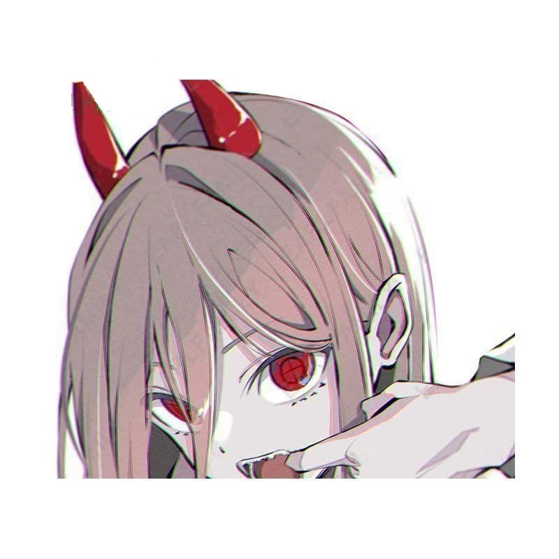 Chainsaw Man 'Power | Checking Teeth' Vinyl Car Peeker Sticker