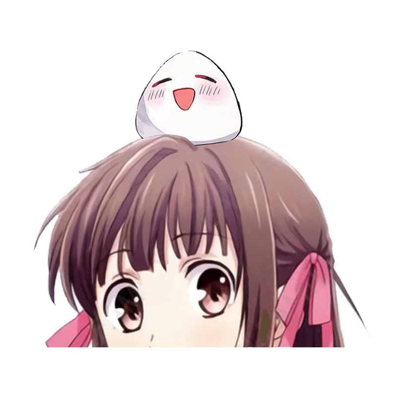 Fruits Basket 'Tohru And Rice Ball | Look Up' Vinyl Car Peeker Sticker