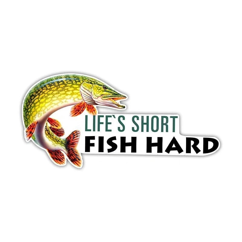 Life's Short Fish Hard 'Spotted Northern Pike' Vinyl Car Sticker