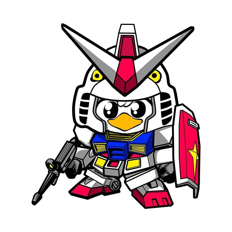 Mobile Suit 'Chibi RX-78-2 Gundam x Duck | Gun And Shield' Vinyl Car Sticker
