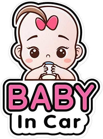 Baby In Car 'Cute Baby Girl | Drinking Milk' Vinyl Car Sticker