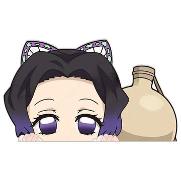 Demon Slayer 'Shinobu | Water Bottle | Sad' Vinyl Car Peeker Sticker