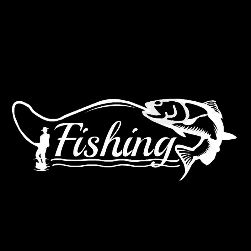 Cool 'Fishing | Silver' Vinyl Car Sticker