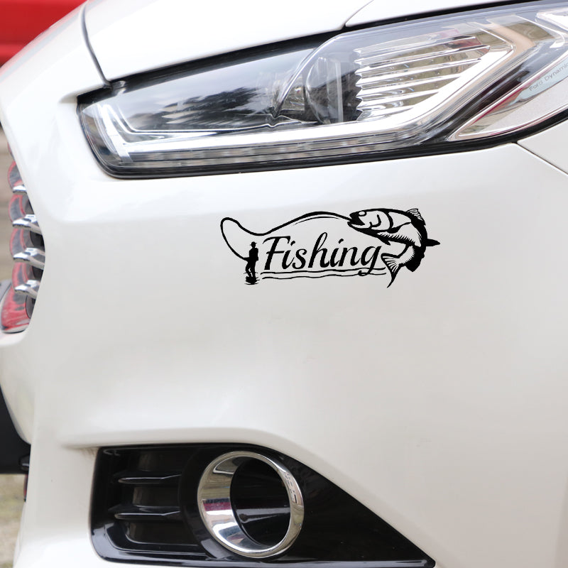 Cool 'Fishing | Black' Vinyl Car Sticker