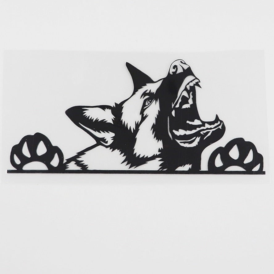 German Shepherd 'Snarling' Vinyl Car Peeker Sticker