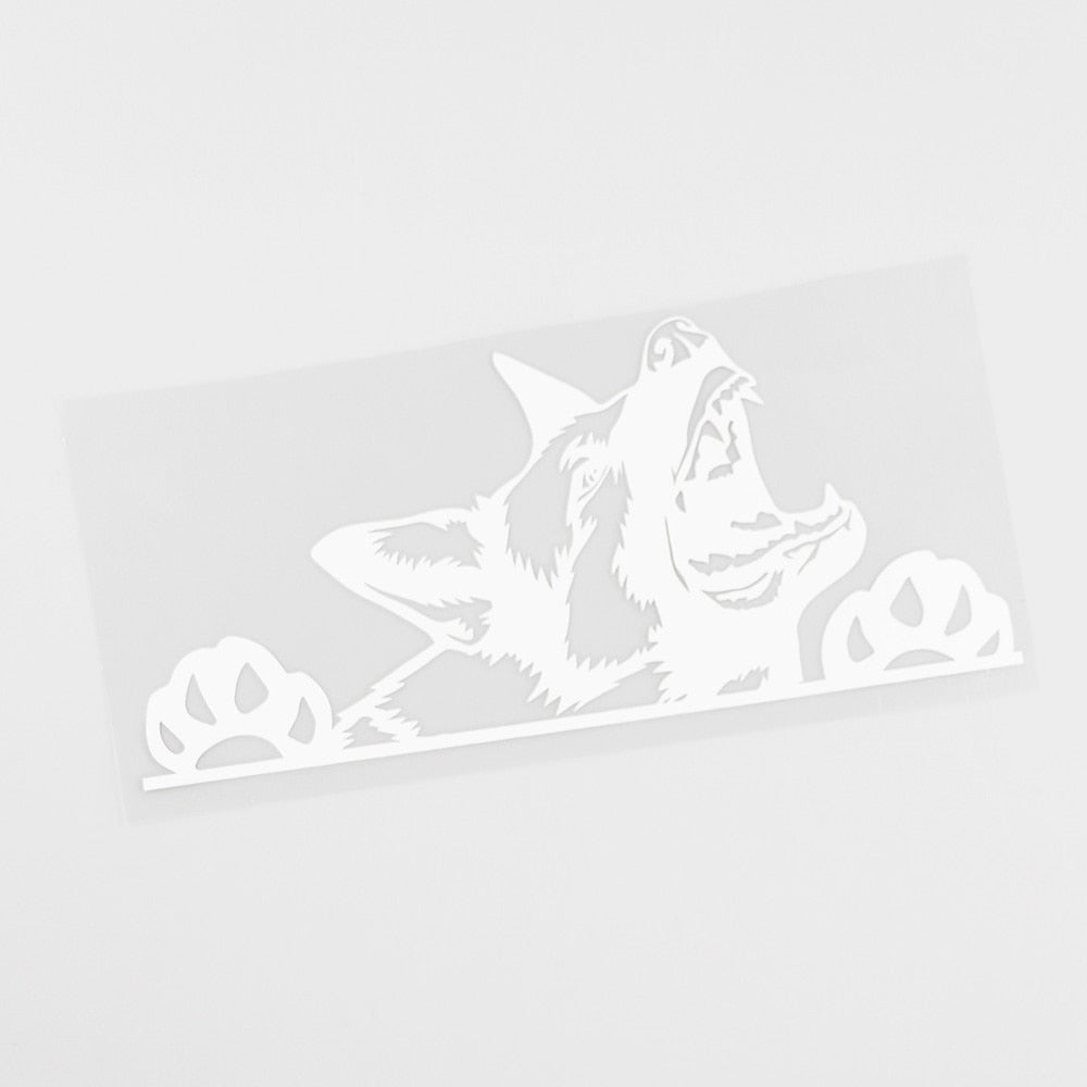 German Shepherd 'Snarling' Vinyl Car Peeker Sticker