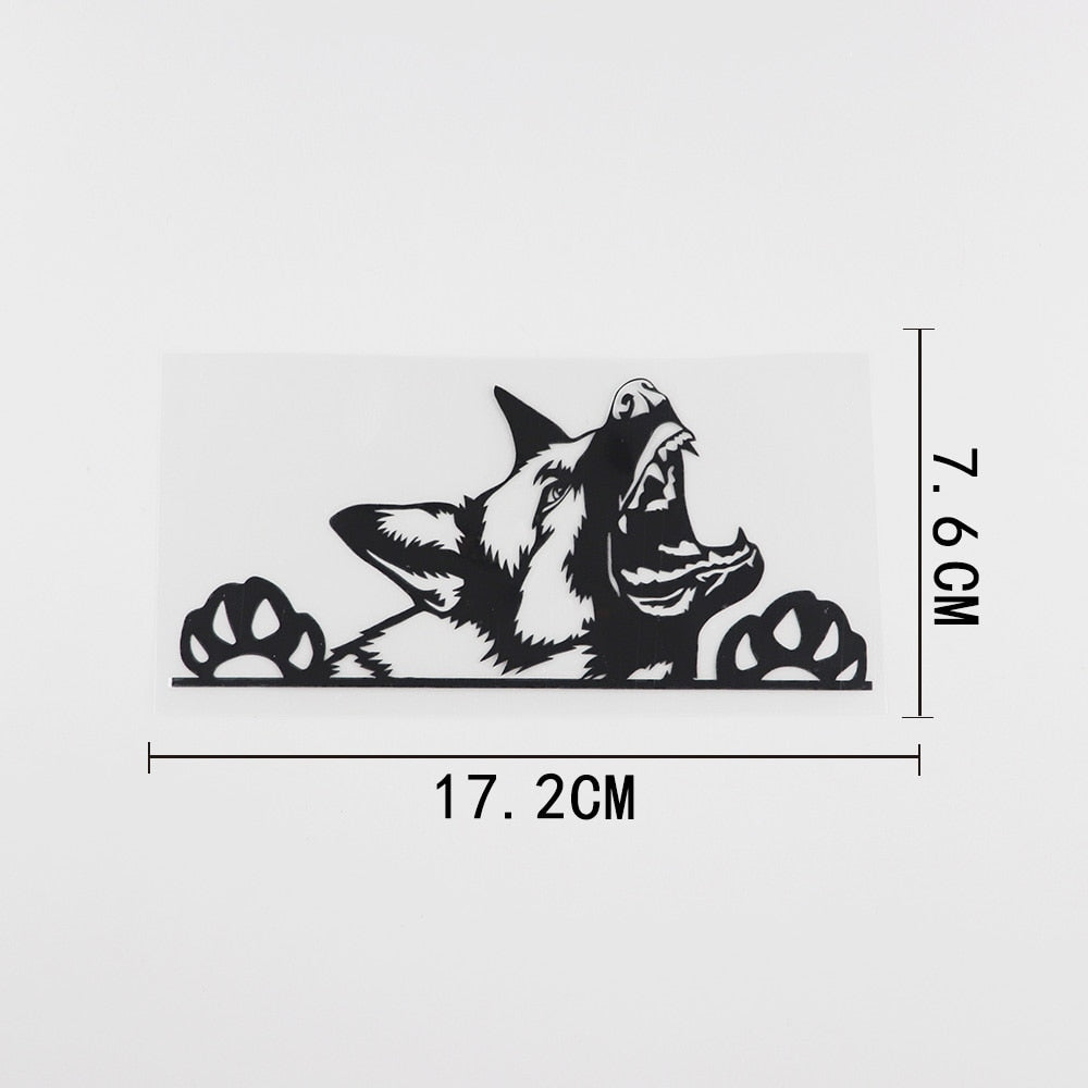 German Shepherd 'Snarling' Vinyl Car Peeker Sticker