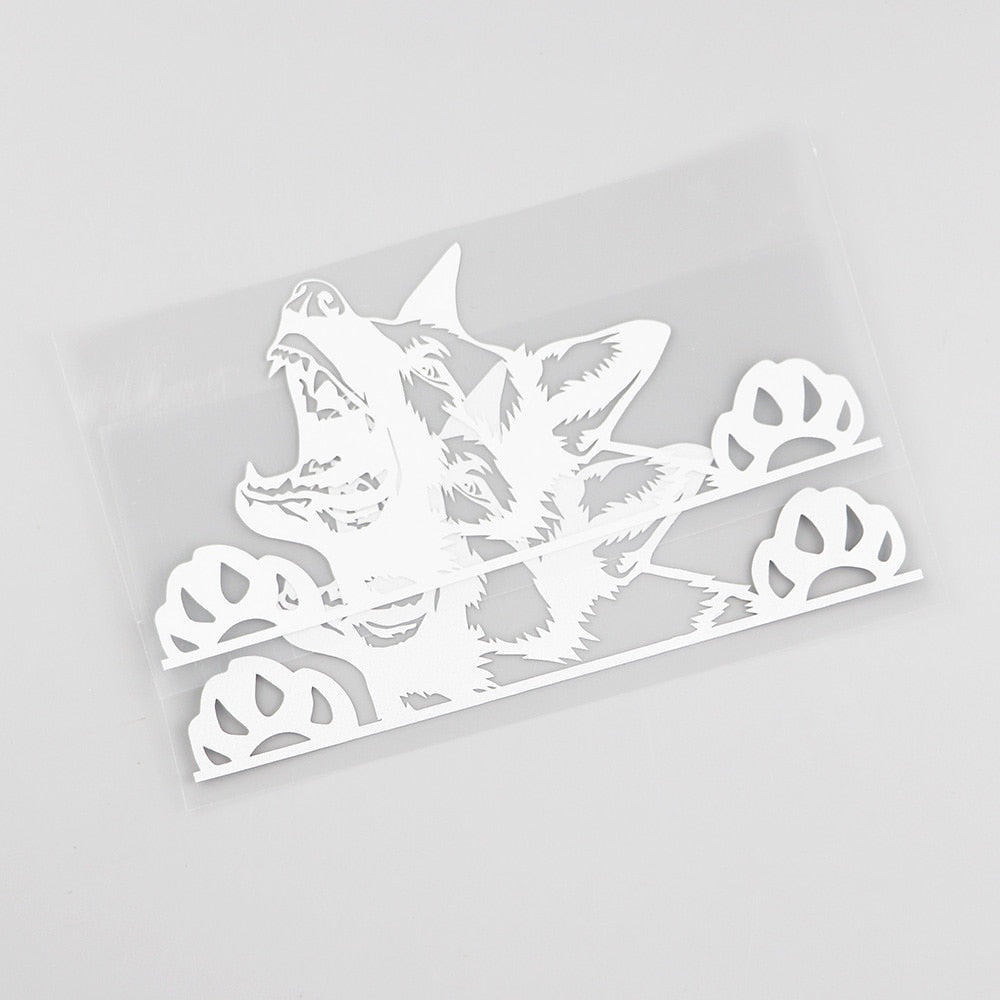 German Shepherd 'Snarling' Vinyl Car Peeker Sticker