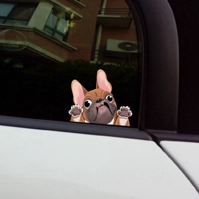 French Bulldog 'Pressed Snout' Vinyl Car Peeker Sticker