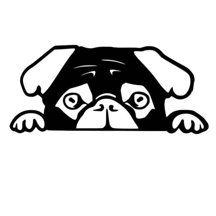 Pug 'Black' Vinyl Car Peeker Sticker