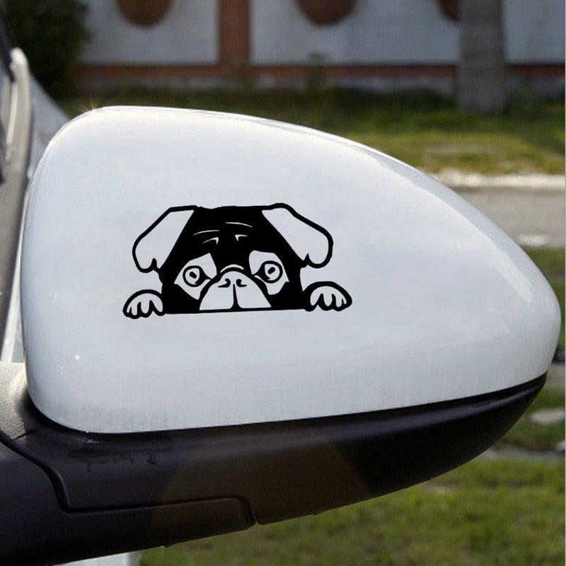 Pug 'Black' Vinyl Car Peeker Sticker
