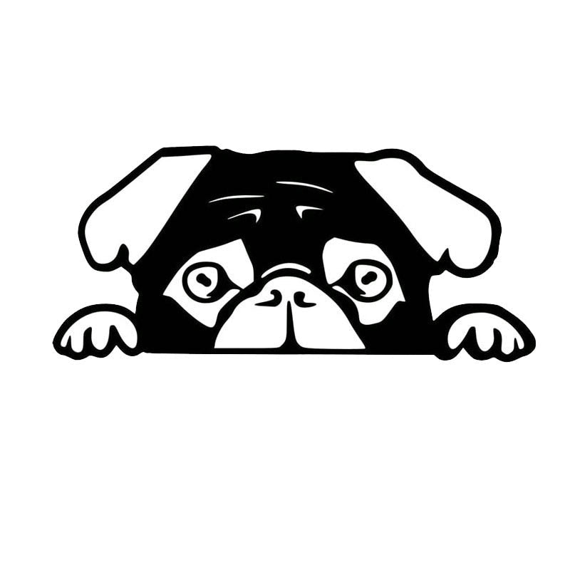 Pug 'Black' Vinyl Car Peeker Sticker