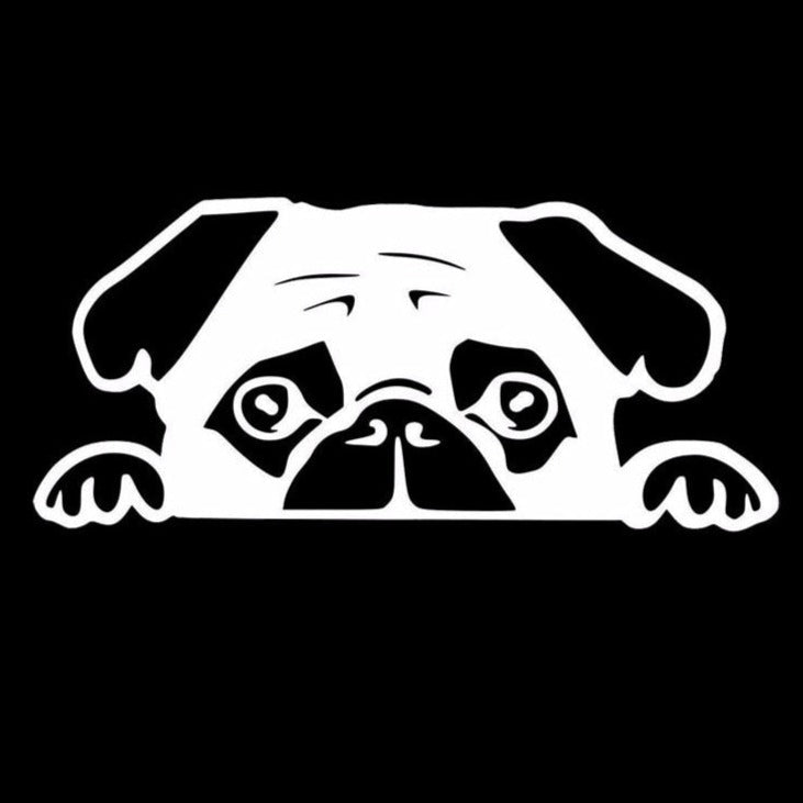 Pug 'Silver' Vinyl Car Peeker Sticker