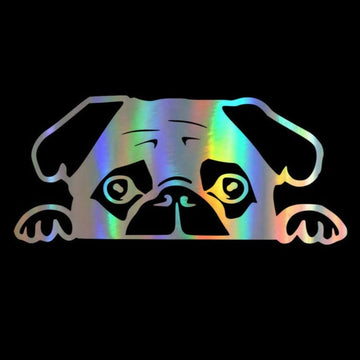 Pug 'Colored' Vinyl Car Peeker Sticker