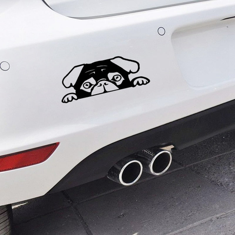 Pug 'Black' Vinyl Car Peeker Sticker