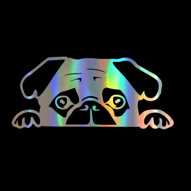 Pug 'Colored' Vinyl Car Peeker Sticker
