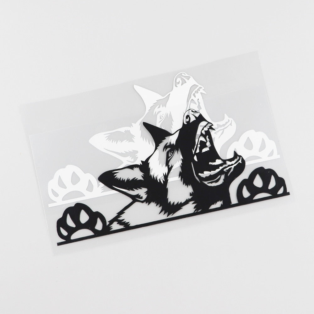 German Shepherd 'Snarling' Vinyl Car Peeker Sticker