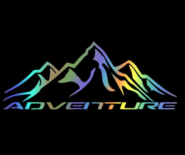 Cool 'Adventure | Reflective Laser Mountain' Vinyl Car Sticker