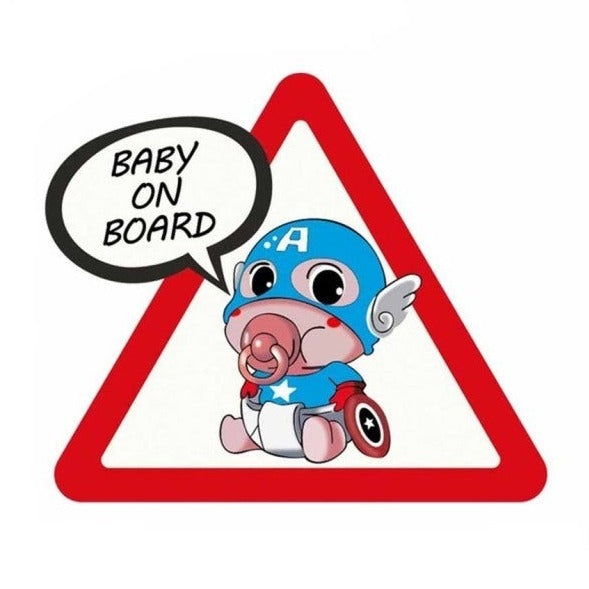 Captain America 'Pacifier | Baby On Board | Warning Sign' Vinyl Car Sticker