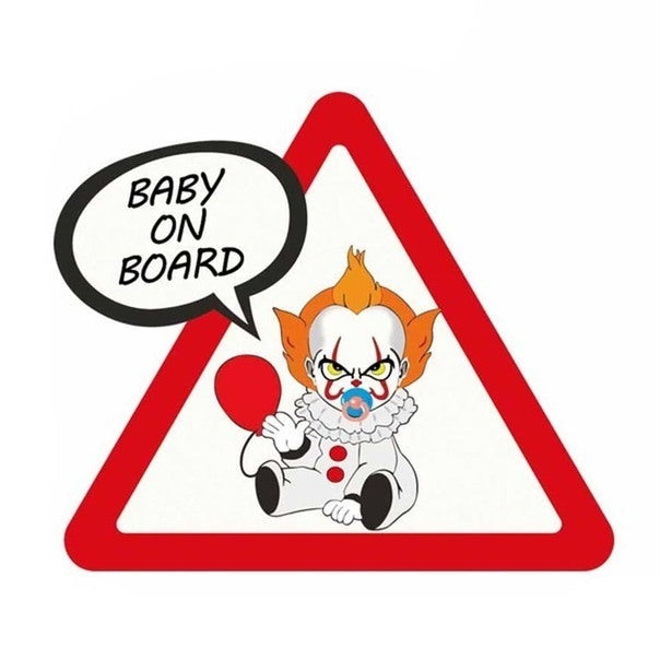 It Clown 'Pacifier | Baby On Board | Warning Sign' Vinyl Car Sticker