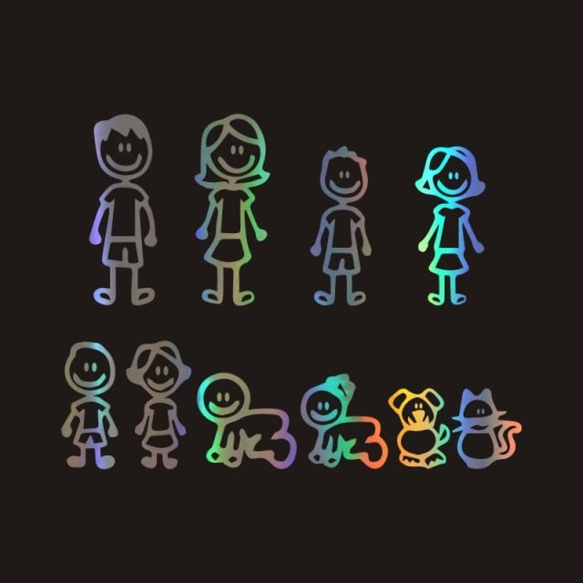 Cute Family 'Cartoon Drawing' Vinyl Car Sticker