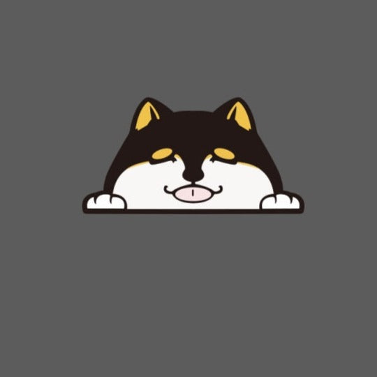 Shiba Inu 'Happy' Vinyl Car Peeker Sticker