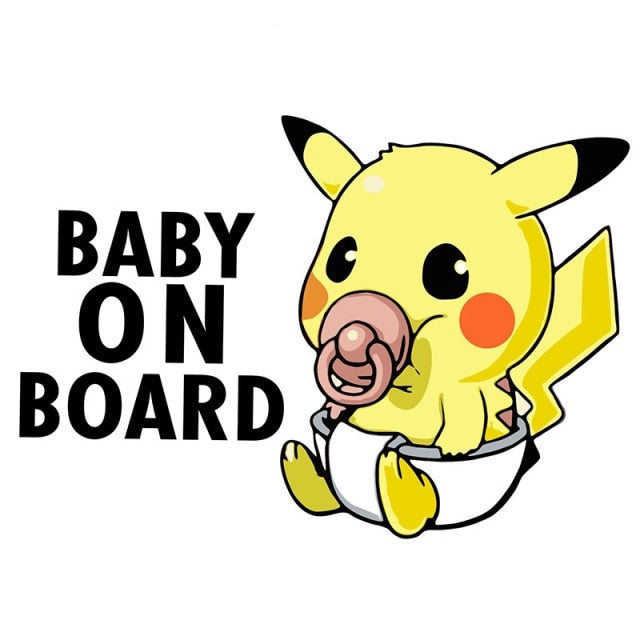 Pokemon 'Pikachu | Pacifier | Baby On Board' Vinyl Car Sticker