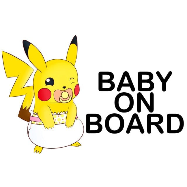 Pokemon 'Pikachu | Nappy | Baby On Board' Vinyl Car Sticker