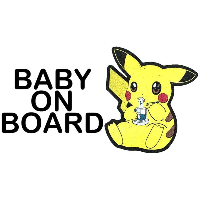 Pokemon 'Pikachu | Sitting | Baby On Board' Vinyl Car Sticker