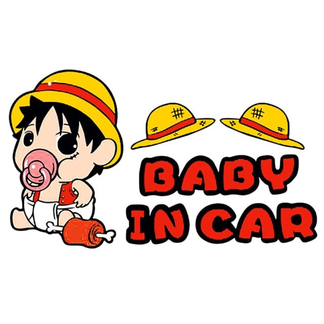 One Piece 'Luffy | Pacifier | Baby In Car' Vinyl Car Sticker