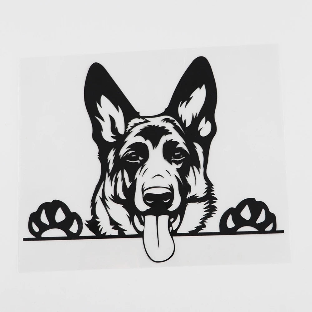 German Shepherd 'Tongue Out' Vinyl Car Peeker Sticker