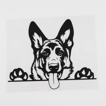 German Shepherd 'Tongue Out' Vinyl Car Peeker Sticker