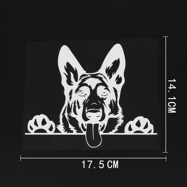 German Shepherd 'Tongue Out' Vinyl Car Peeker Sticker