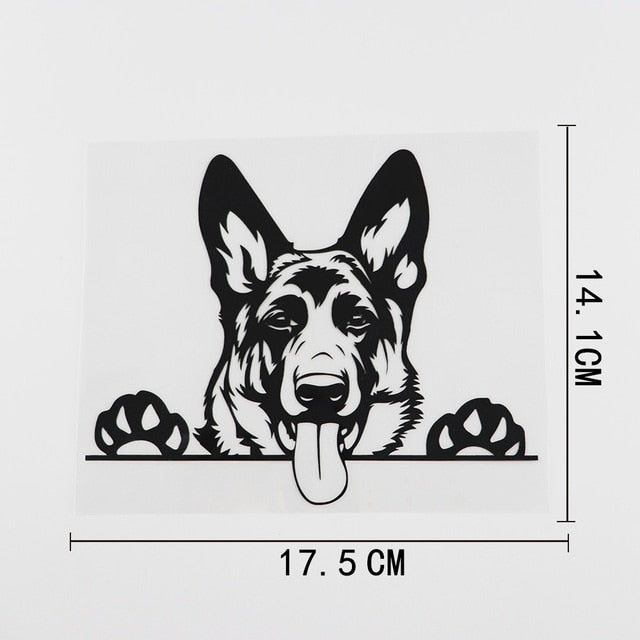 German Shepherd 'Tongue Out' Vinyl Car Peeker Sticker